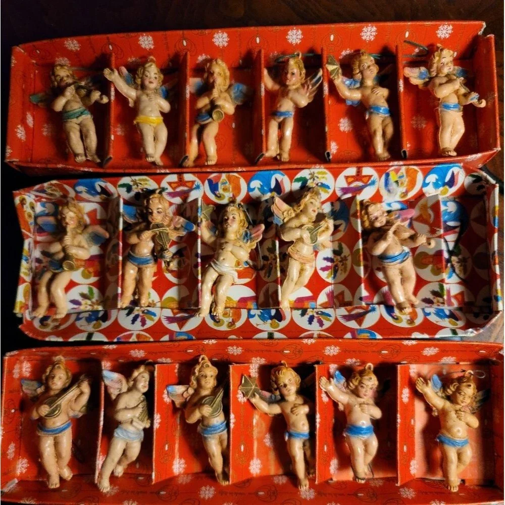 Vintage Musical Cherub Angel Ornaments Set of 17 Baroque Style